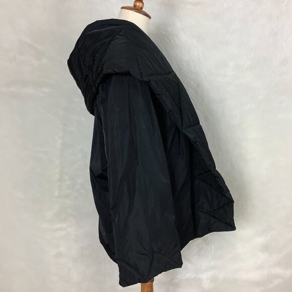 Planet by Lauren G Black Quilted Nylon Open Front Puffer Jacket S/M 1 - Picture 5 of 8